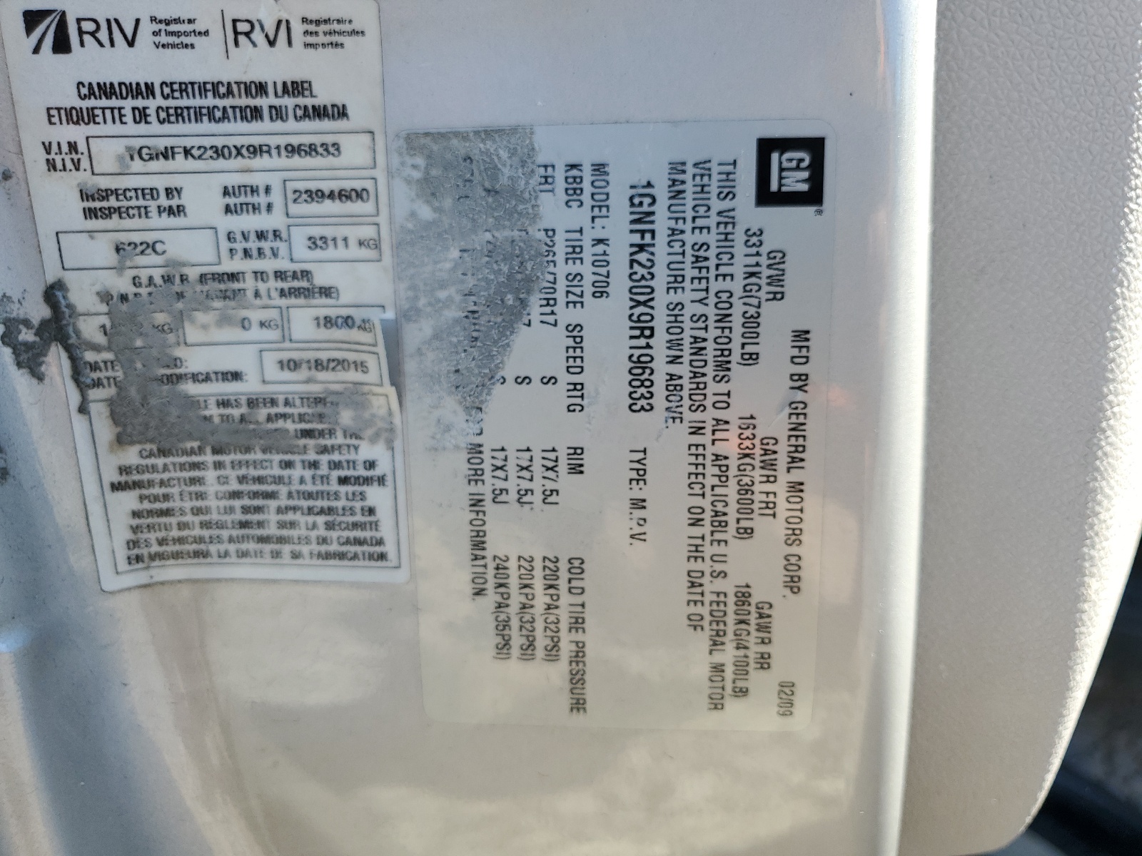 1GNFK230X9R196833 2009 Chevrolet Tahoe K1500 Lt