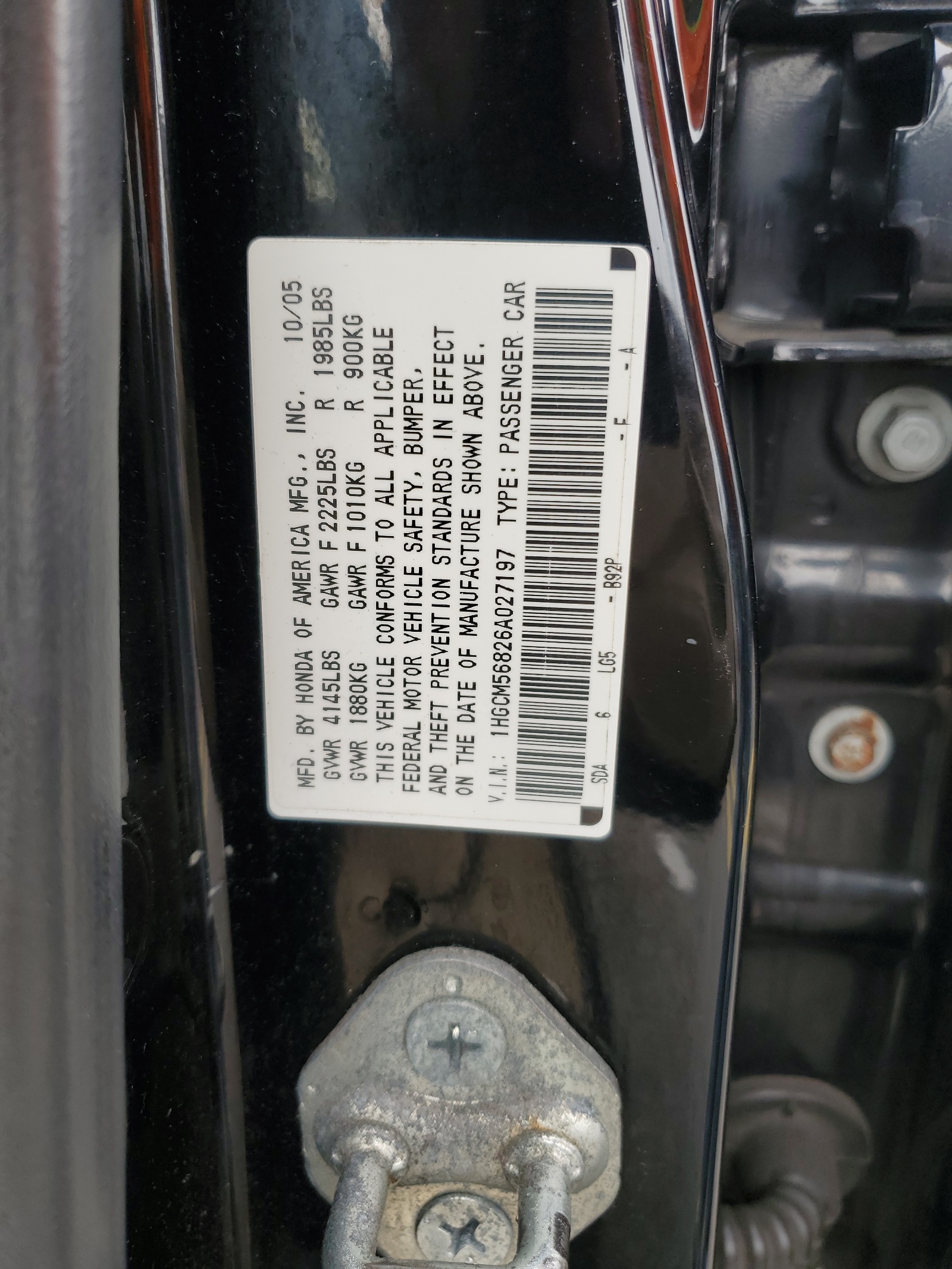 1HGCM56826A027197 2006 Honda Accord Ex