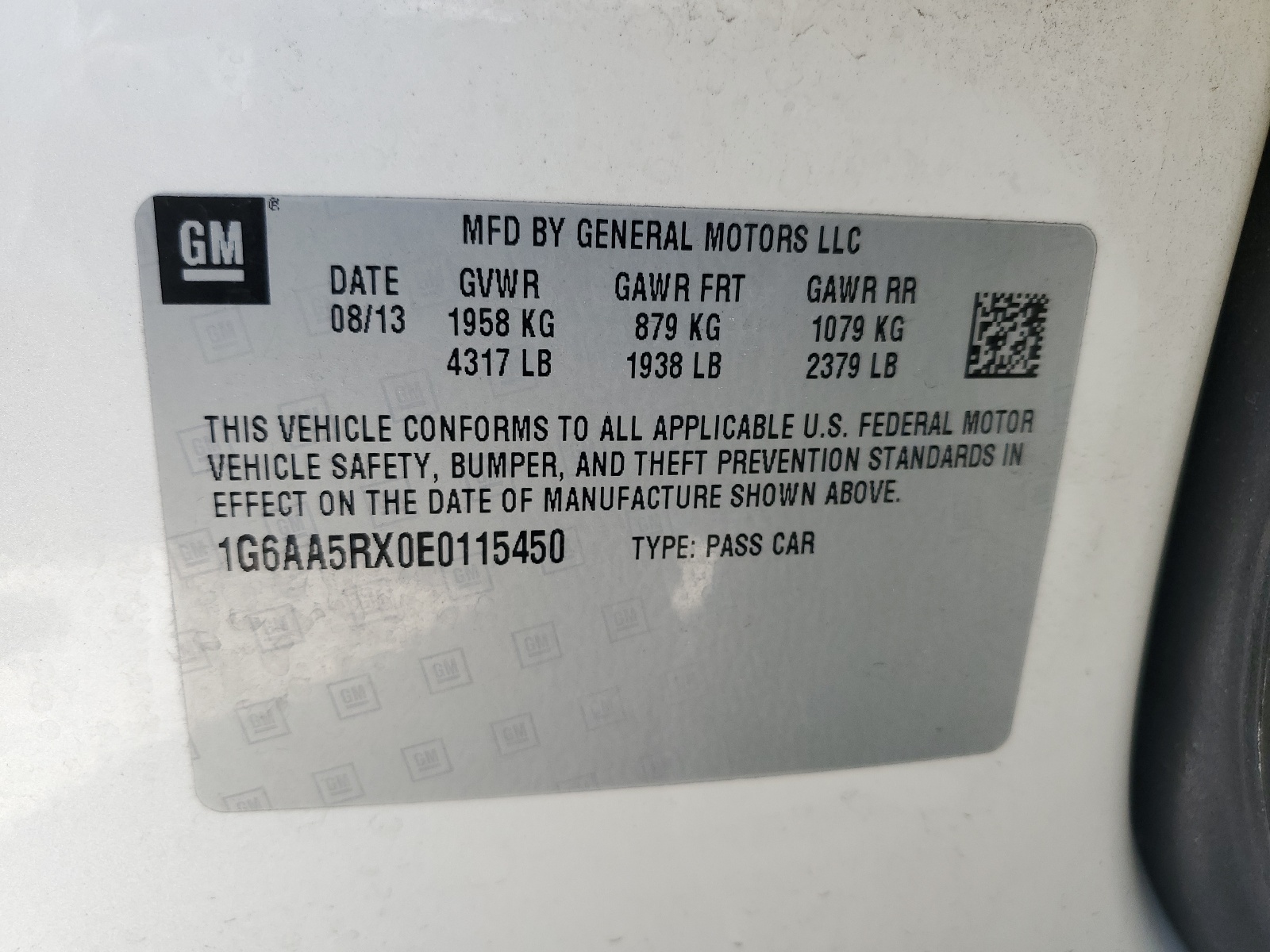 1G6AA5RX0E0115450 2014 Cadillac Ats