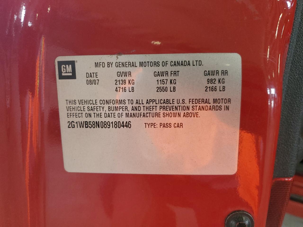 2008 Chevrolet Impala Ls VIN: 2G1WB58N089180446 Lot: 64508364