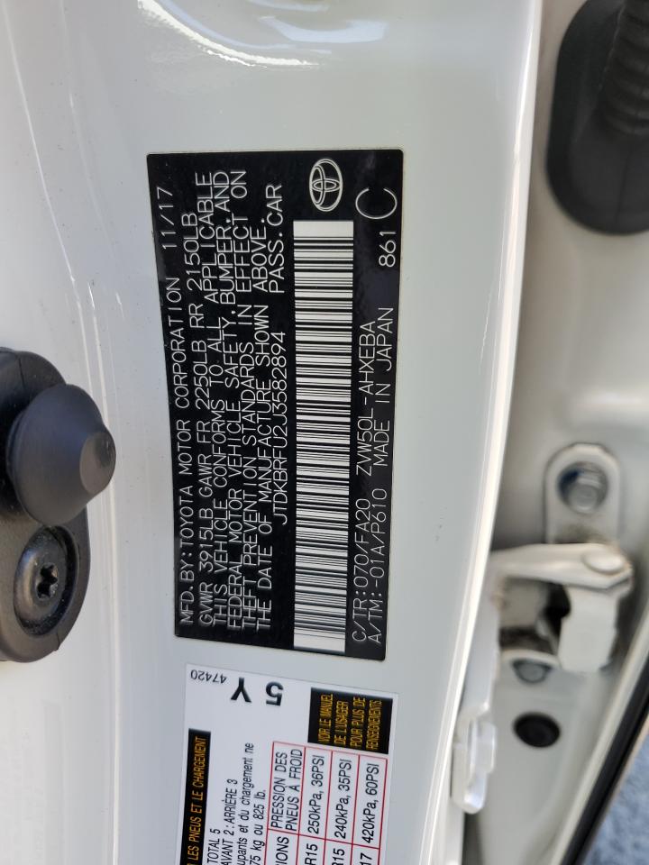 2018 Toyota Prius VIN: JTDKBRFU2J3582894 Lot: 61800314