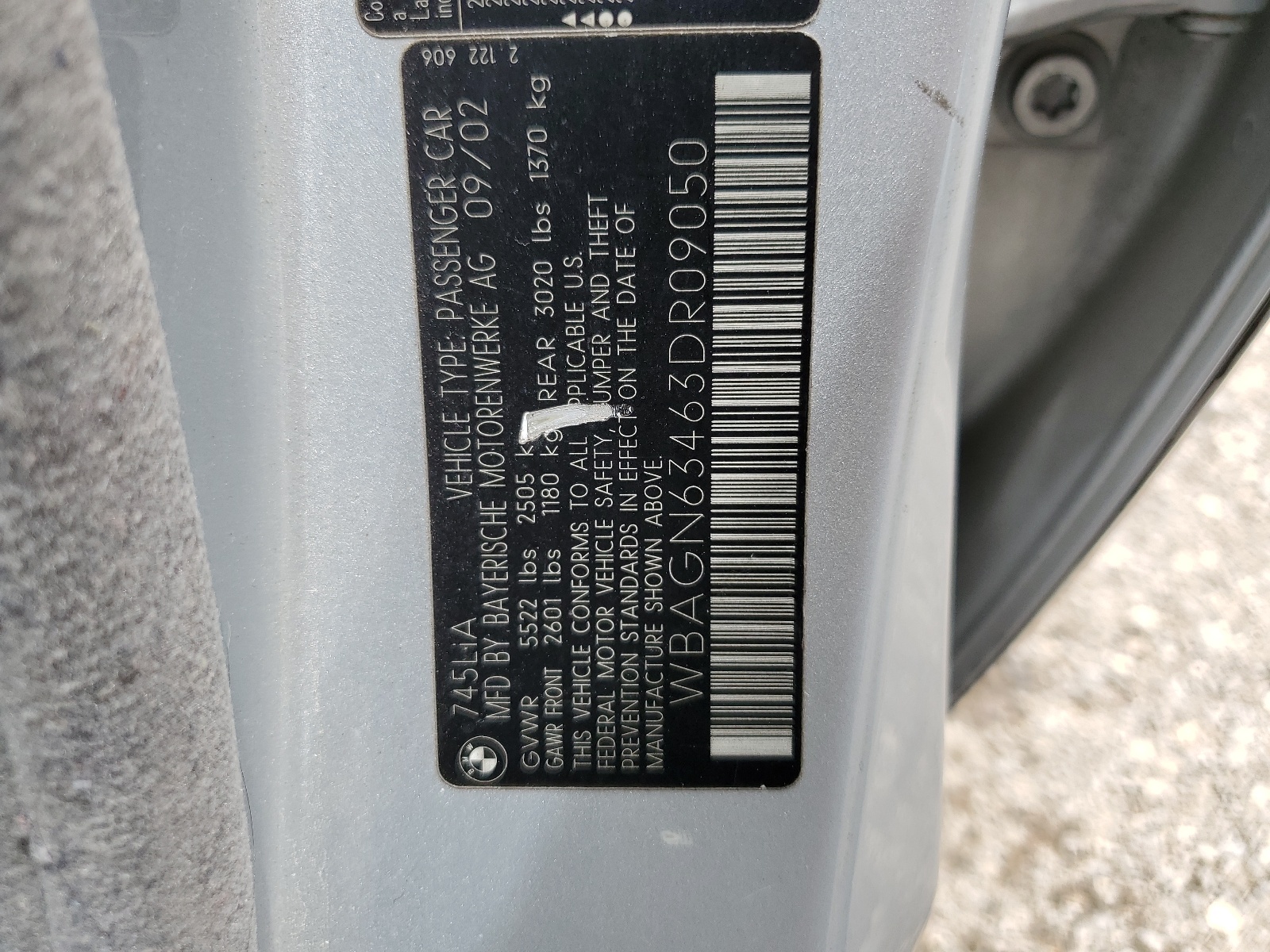 WBAGN63463DR09050 2003 BMW 745 Li