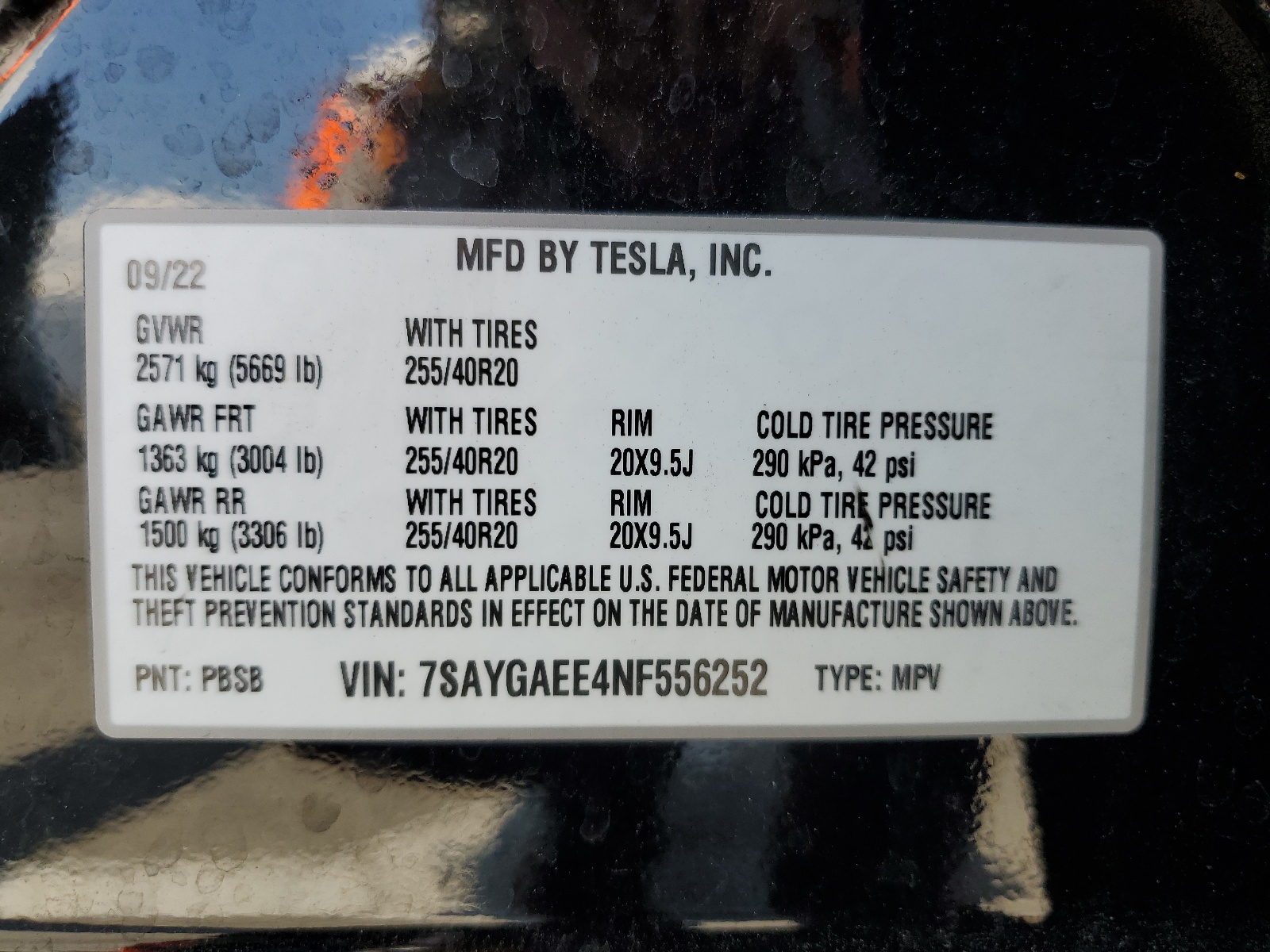 7SAYGAEE4NF556252 2022 Tesla Model Y