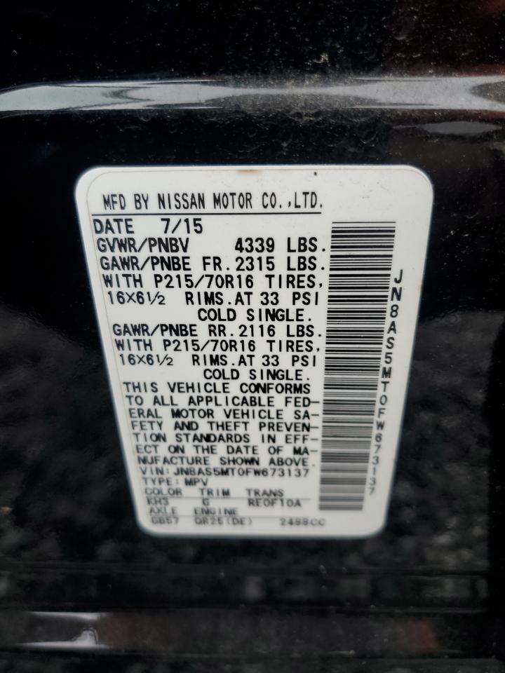 2015 Nissan Rogue Select S VIN: JN8AS5MT0FW673137 Lot: 64220914