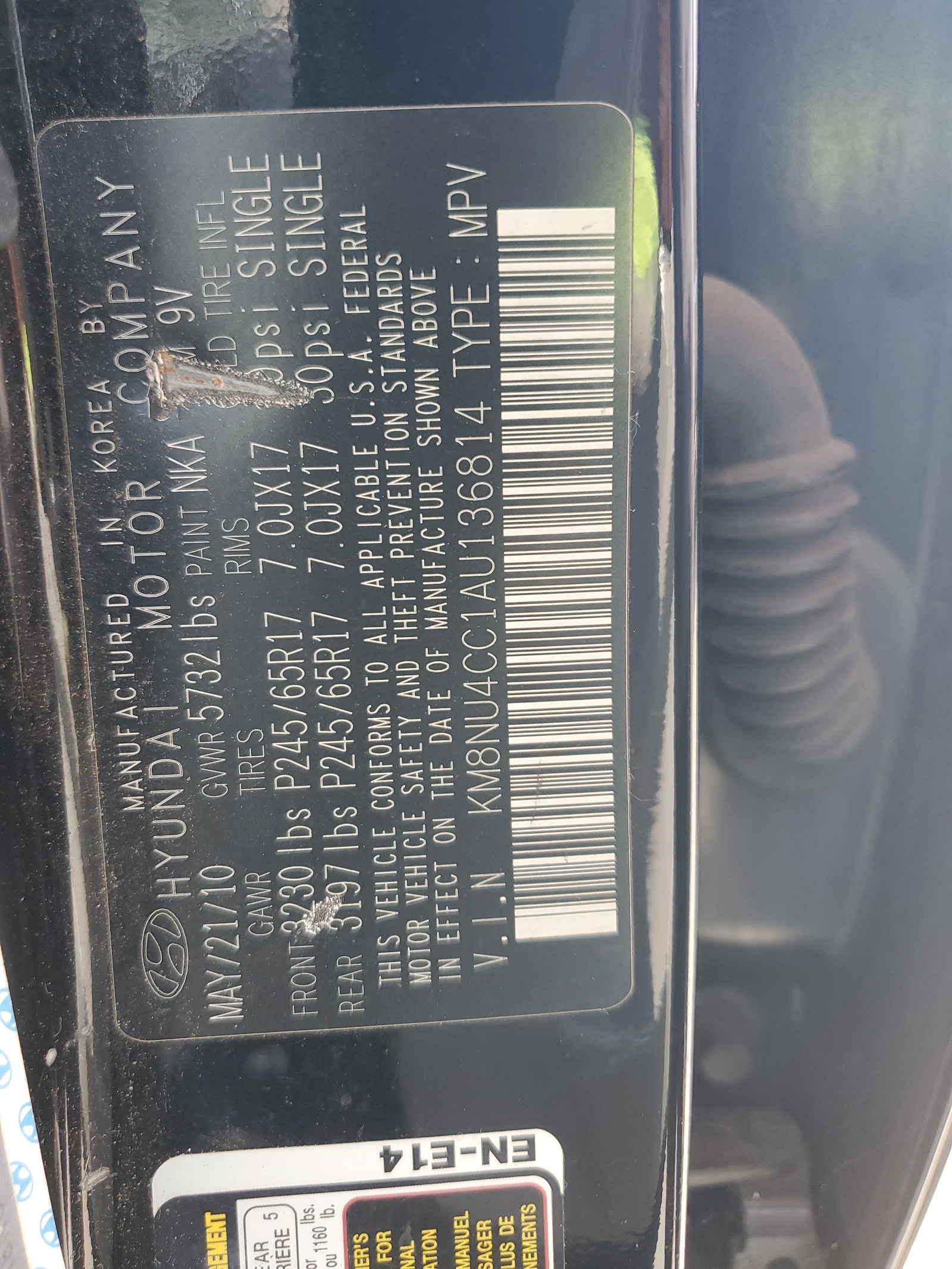 KM8NU4CC1AU136814 2010 Hyundai Veracruz Gls