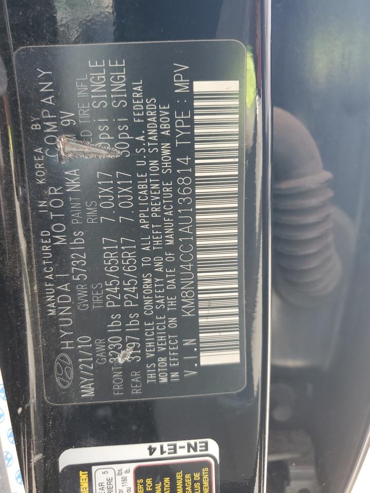 2010 Hyundai Veracruz Gls VIN: KM8NU4CC1AU136814 Lot: 61431464