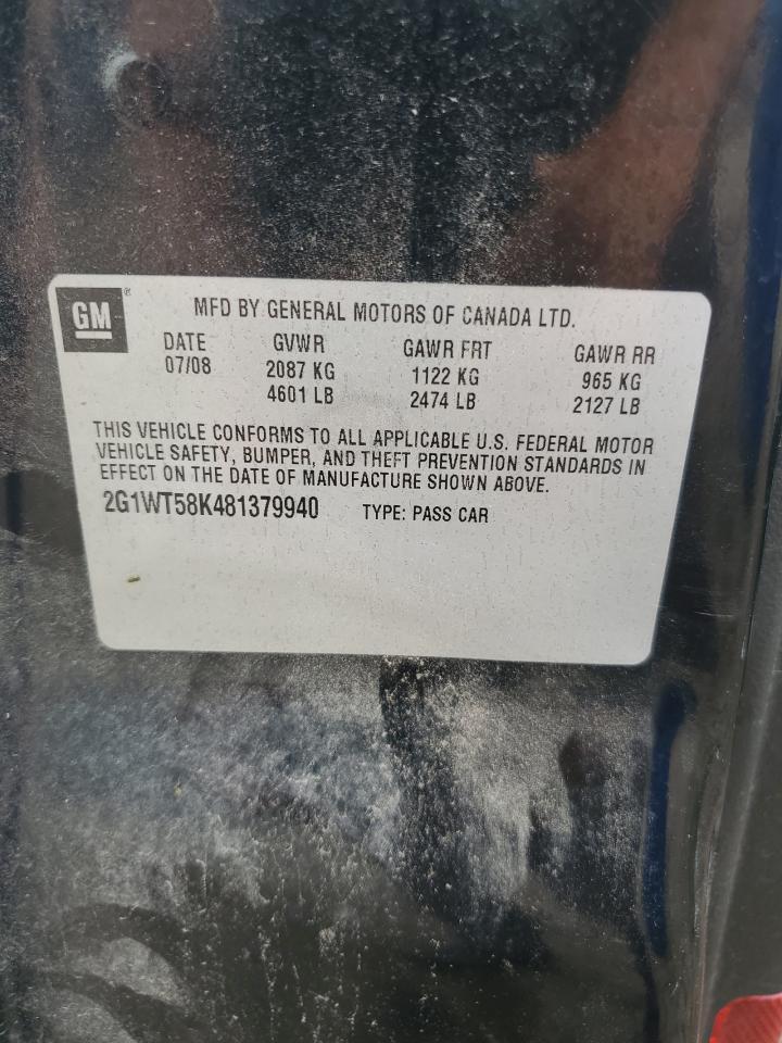 2008 Chevrolet Impala Lt VIN: 2G1WT58K481379940 Lot: 61668054