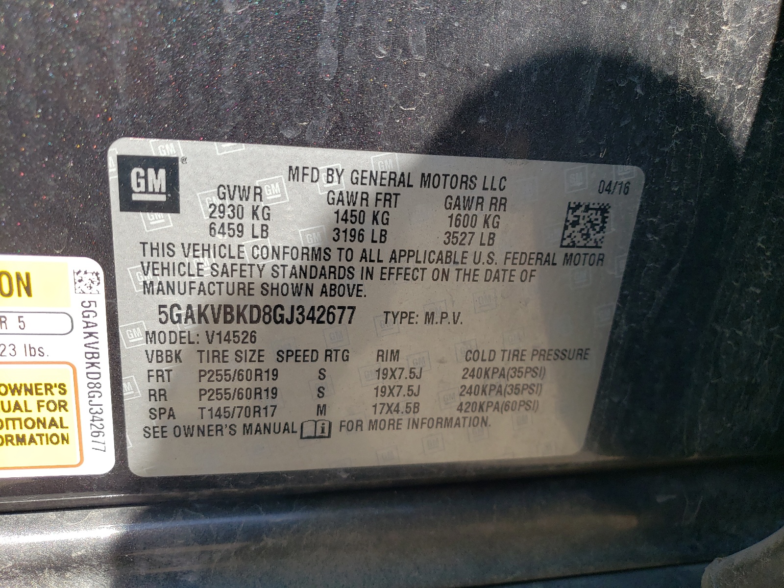 5GAKVBKD8GJ342677 2016 Buick Enclave