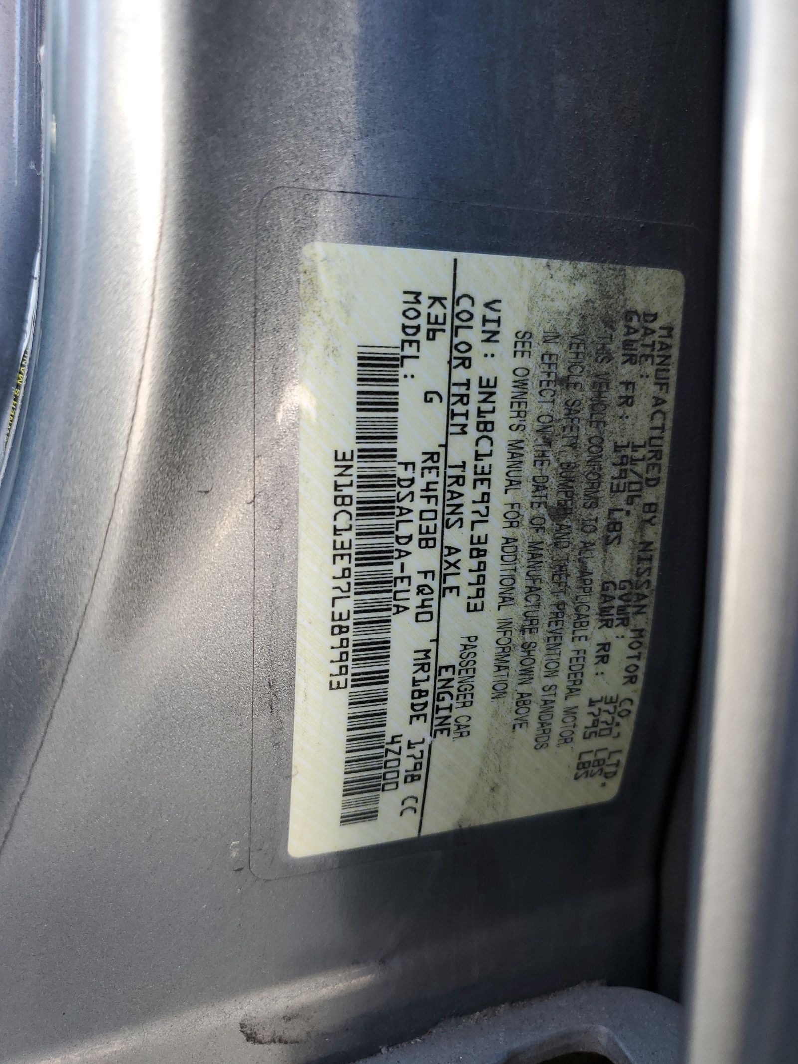 3N1BC13E97L389993 2007 Nissan Versa S
