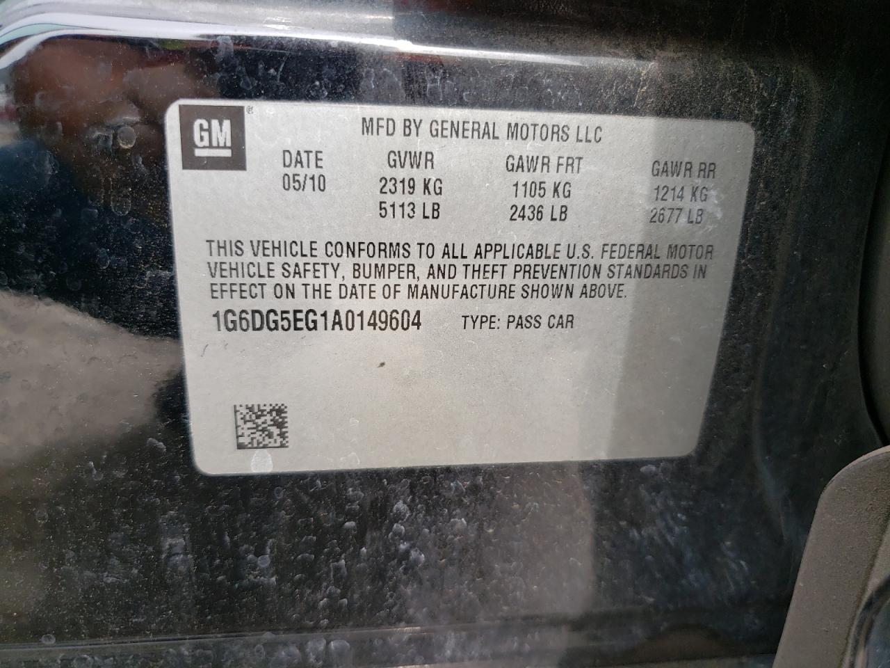 2010 Cadillac Cts Luxury Collection VIN: 1G6DG5EG1A0149604 Lot: 65318094