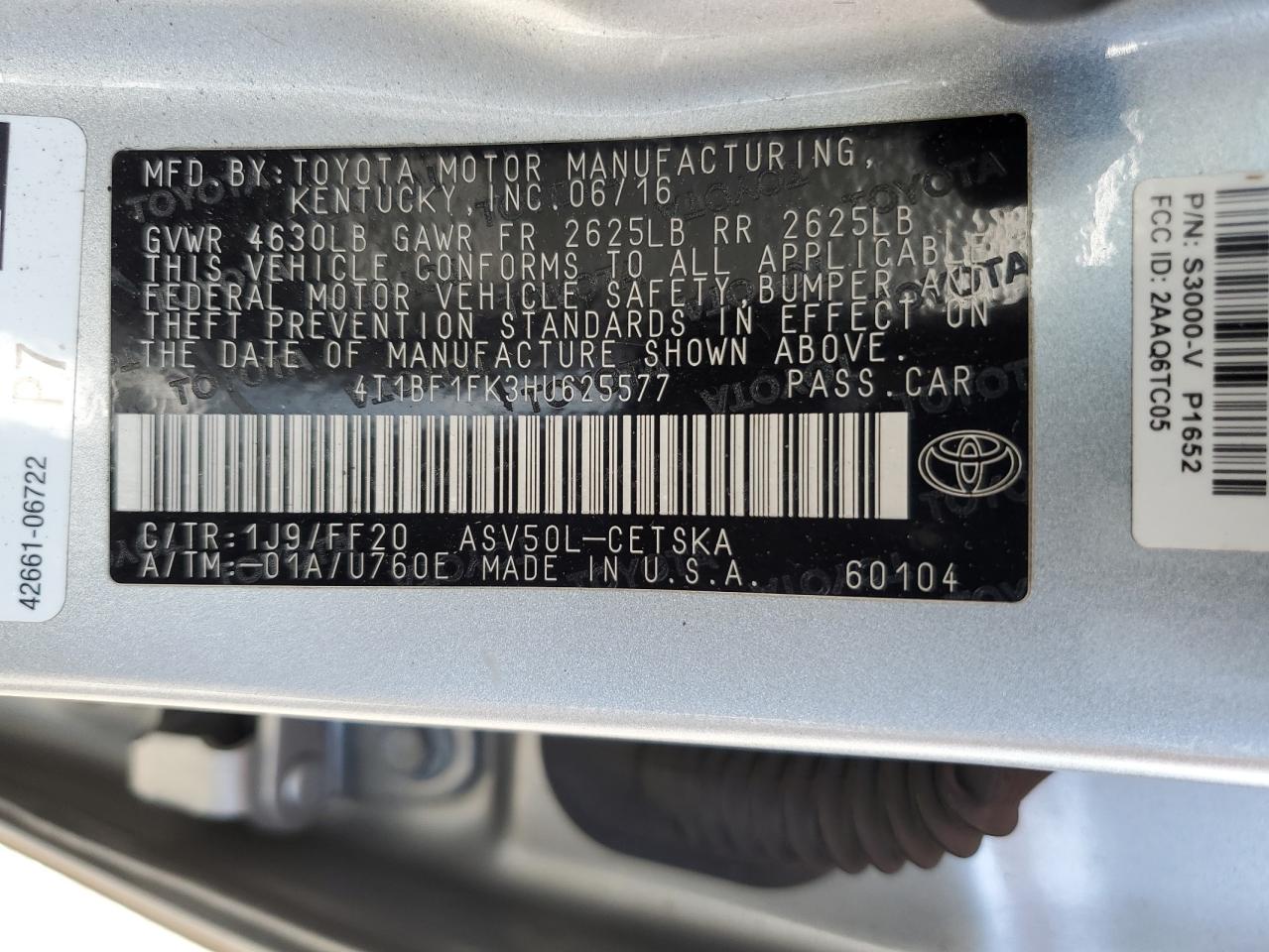 4T1BF1FK3HU625577 2017 TOYOTA CAMRY - Image 12