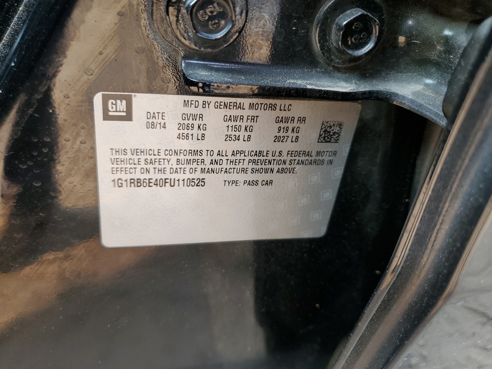 1G1RB6E40FU110525 2015 Chevrolet Volt