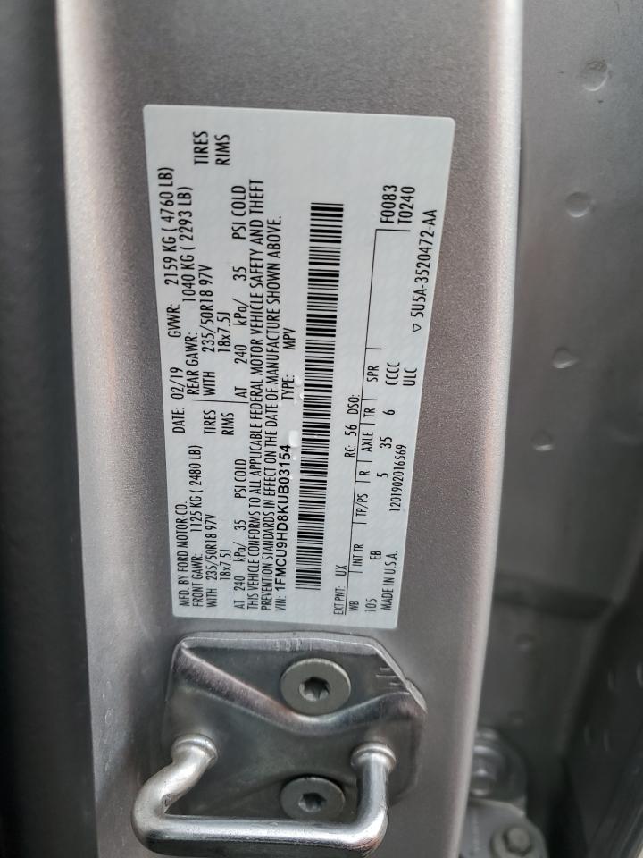 1FMCU9HD8KUB03154 2019 Ford Escape Sel