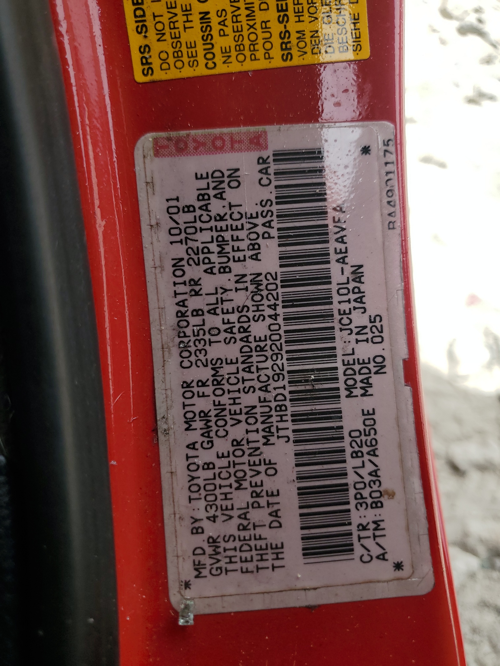 JTHBD192920044202 2002 Lexus Is 300