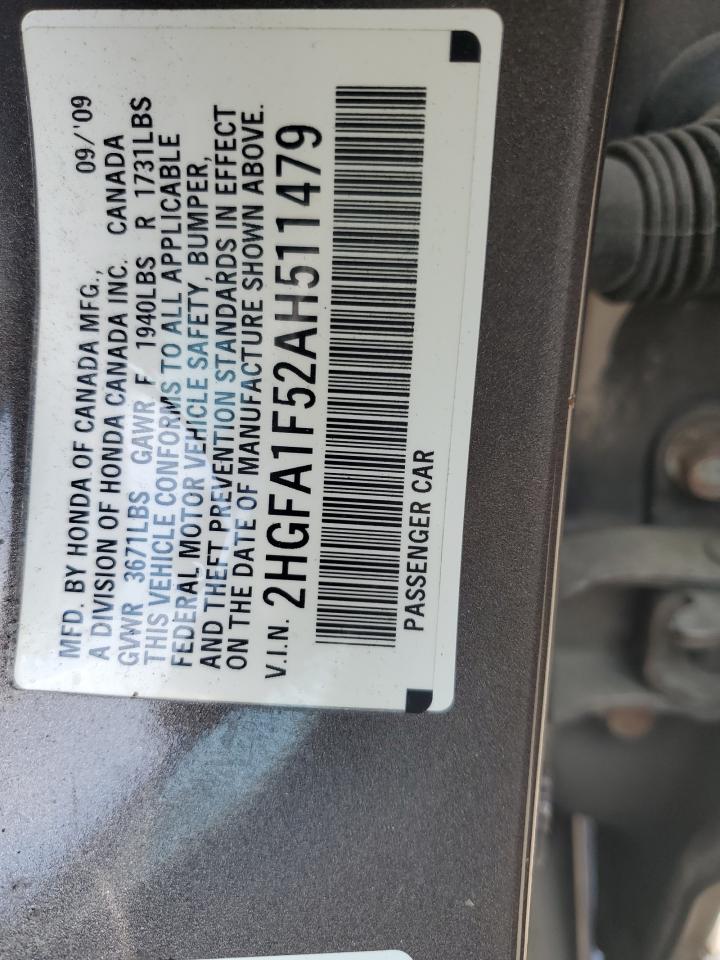 2010 Honda Civic Lx VIN: 2HGFA1F52AH511479 Lot: 64311614