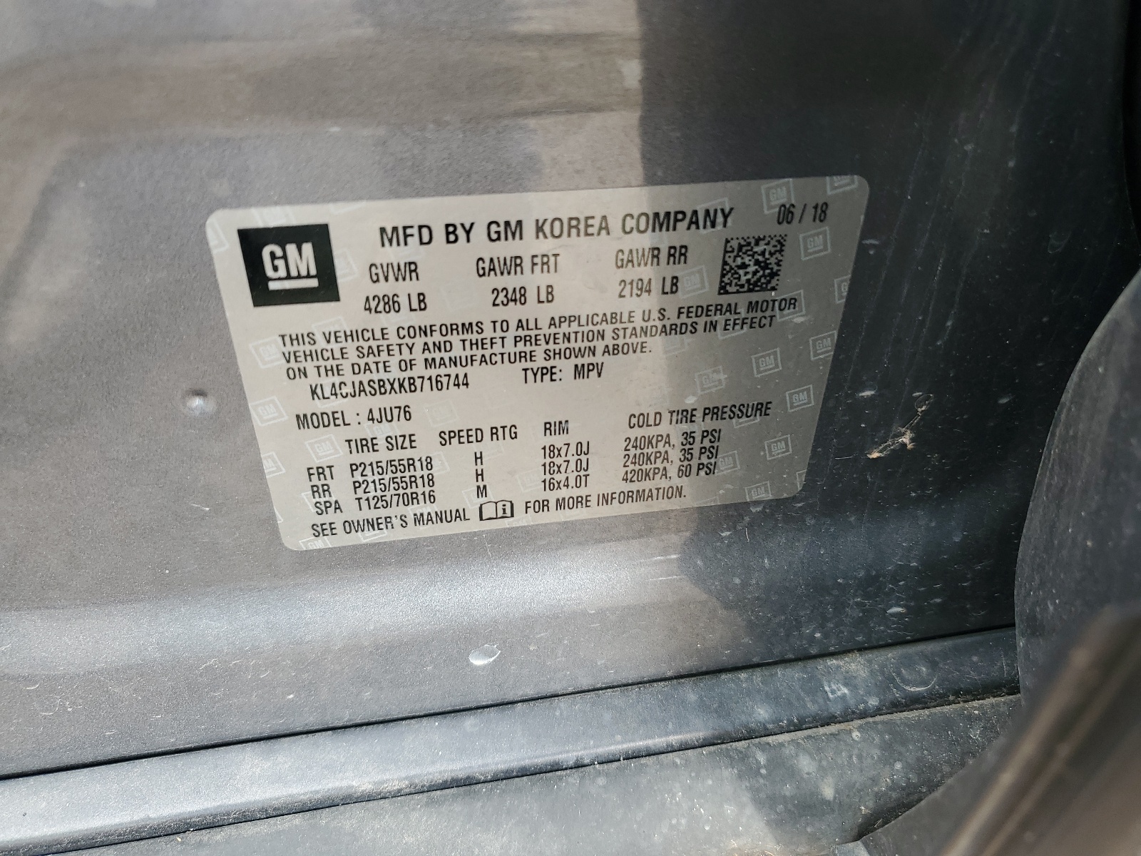 KL4CJASBXKB716744 2019 Buick Encore Preferred