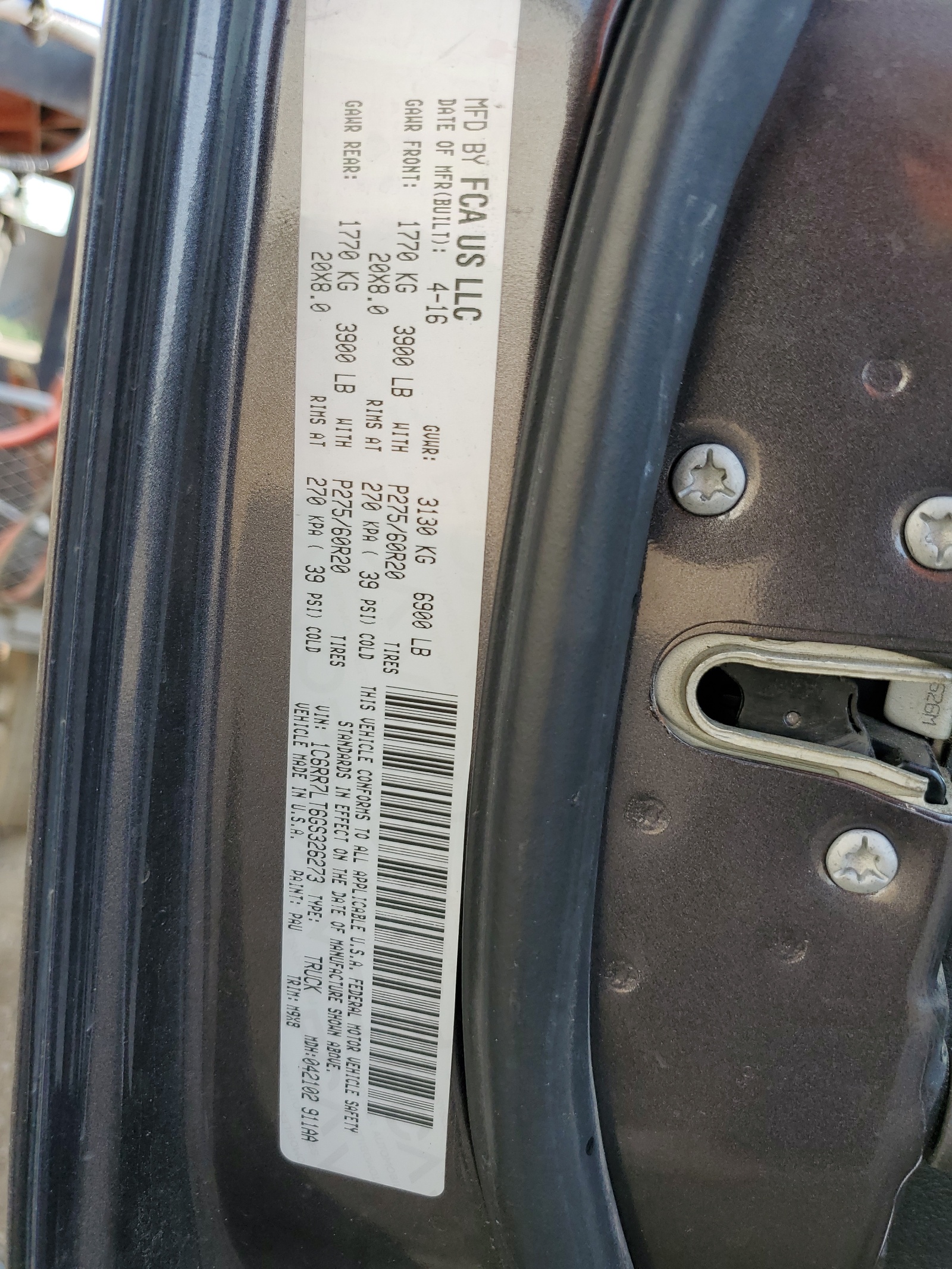 1C6RR7LT6GS326273 2016 Ram 1500 Slt