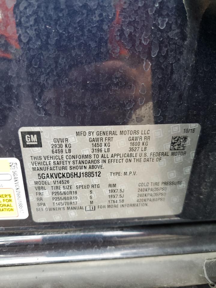 2017 Buick Enclave VIN: 5GAKVCKD6HJ188512 Lot: 62400524