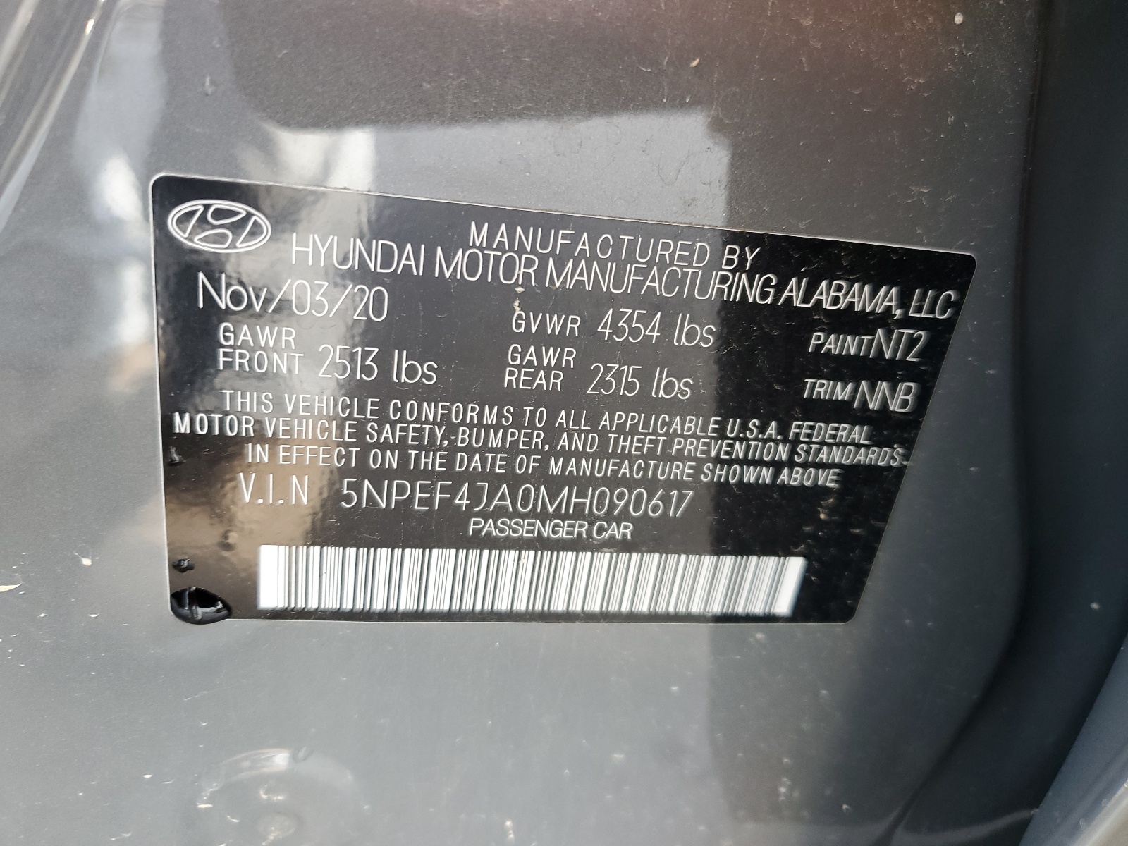 5NPEF4JA0MH090617 2021 Hyundai Sonata Sel