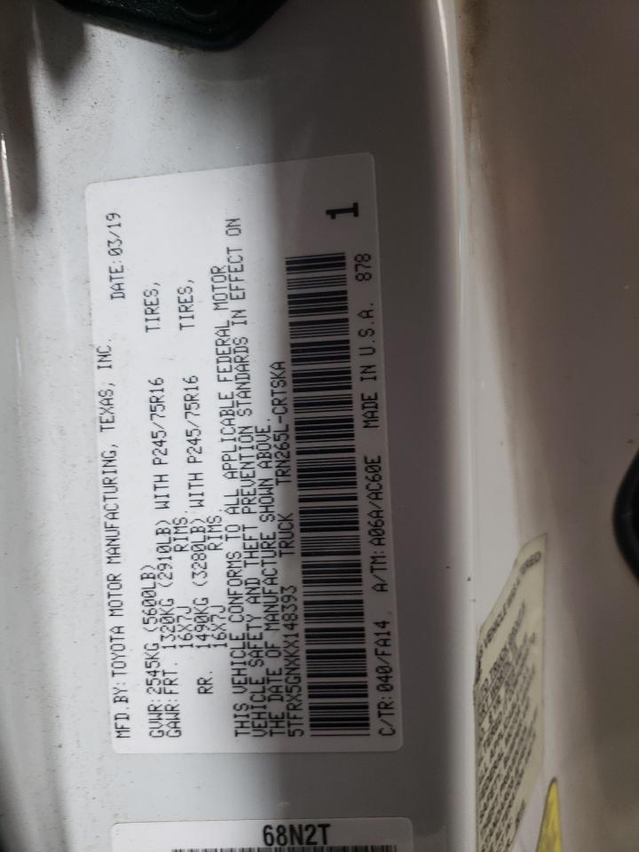 2019 Toyota Tacoma Access Cab VIN: 5TFRX5GNXKX148393 Lot: 61898524