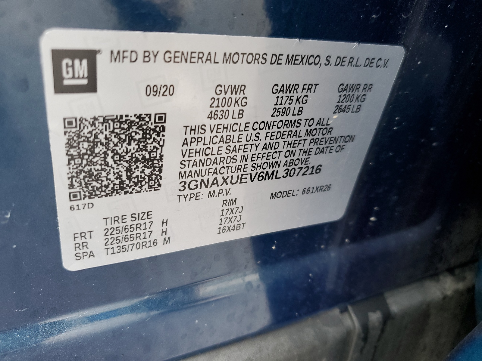 3GNAXUEV6ML307216 2021 Chevrolet Equinox Lt