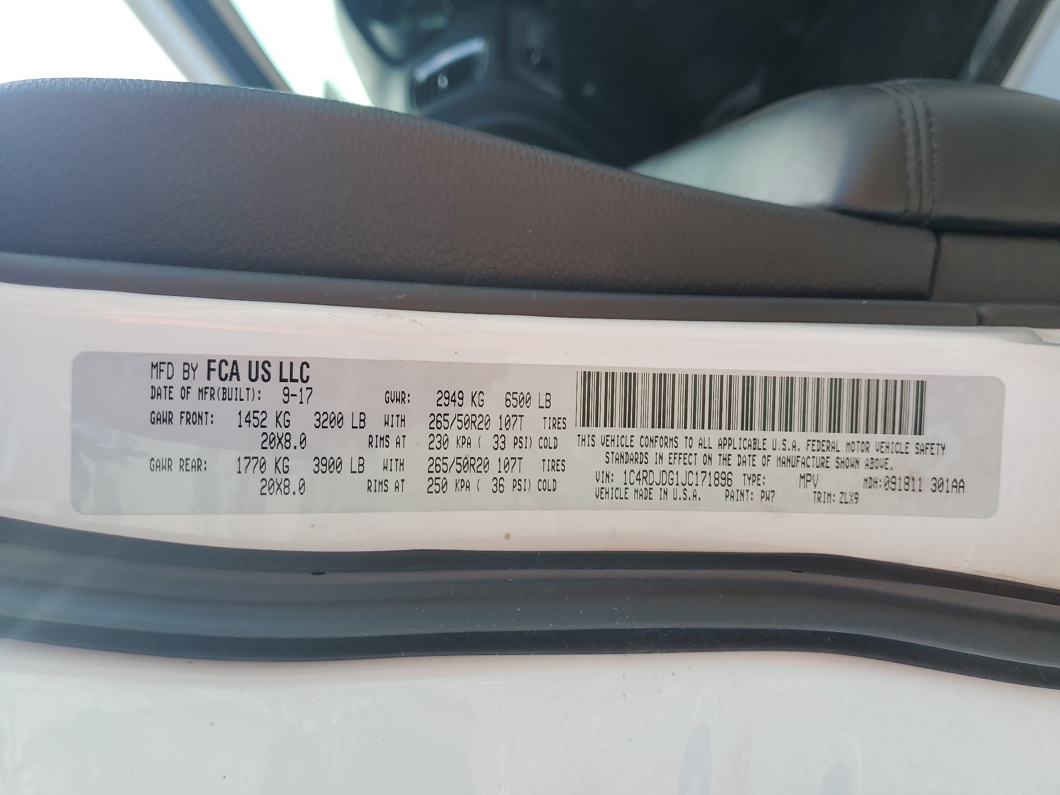 1C4RDJDG1JC171896 2018 Dodge Durango Gt