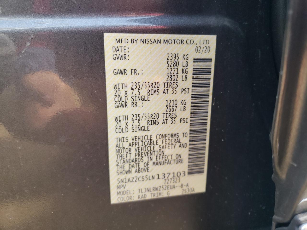 5N1AZ2CS5LN137103 2020 NISSAN MURANO - Image 12