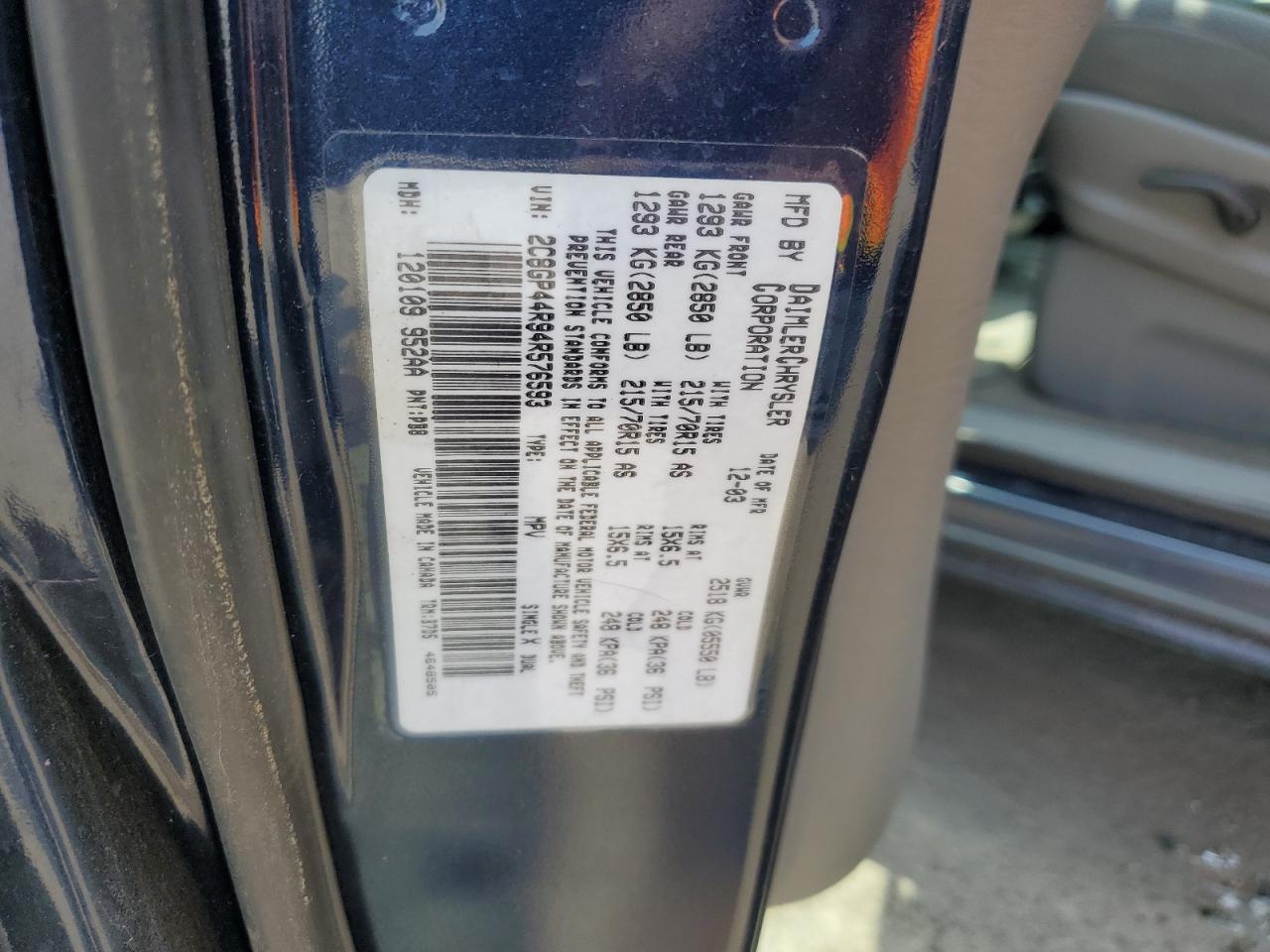 2004 Chrysler Town & Country Lx VIN: 2C8GP44R94R576593 Lot: 65043434