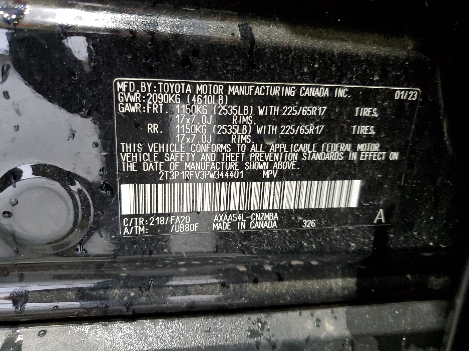 2T3P1RFV3PW344401 2023 Toyota Rav4 Xle