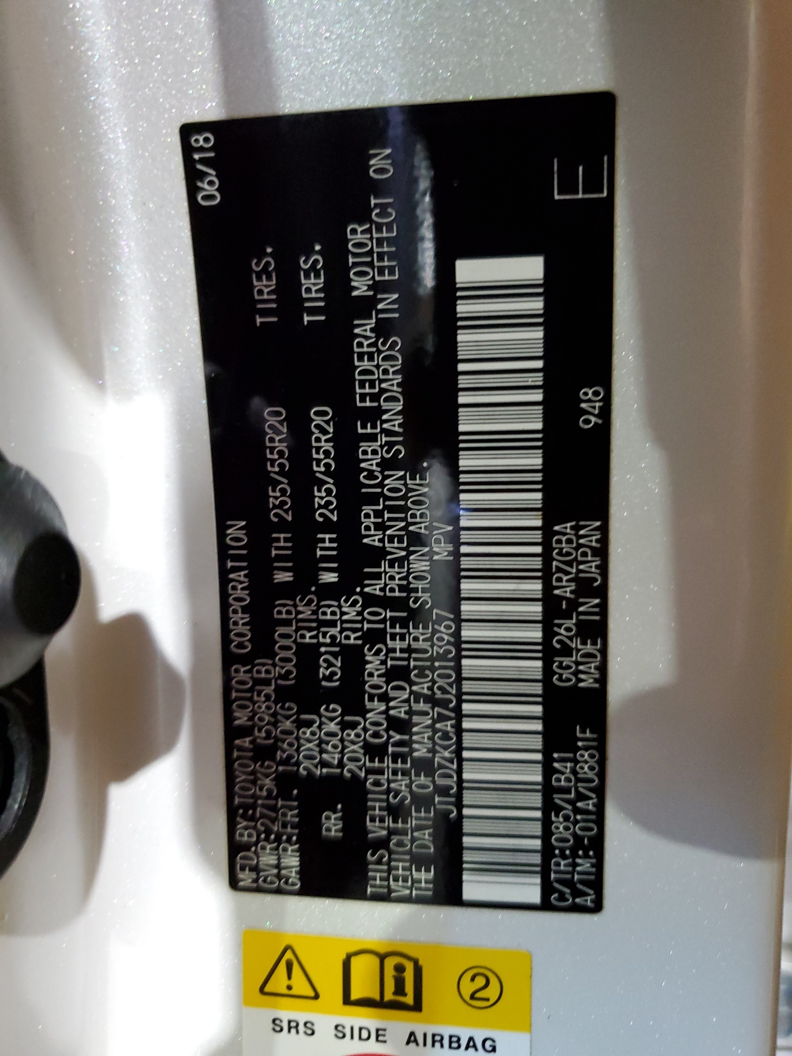 JTJDZKCA7J2013967 2018 Lexus Rx 350 L