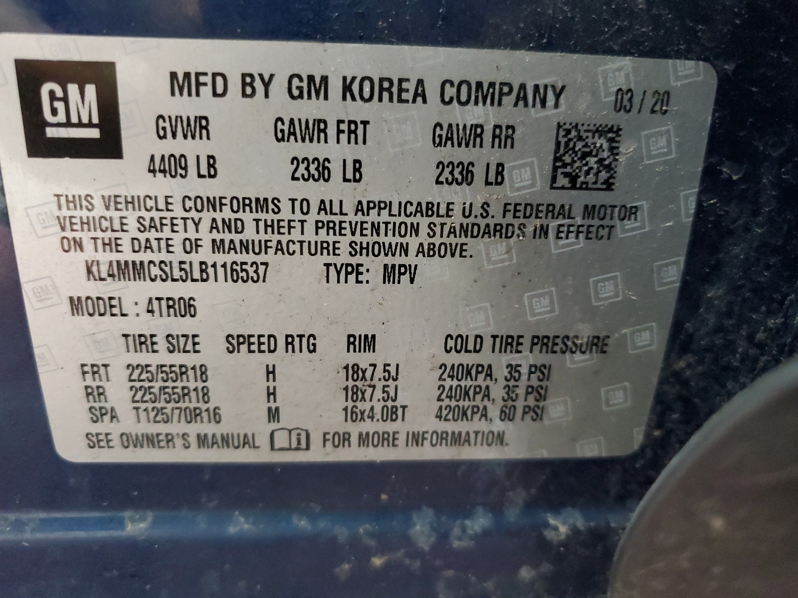 KL4MMCSL5LB116537 2020 Buick Encore Gx Preferred