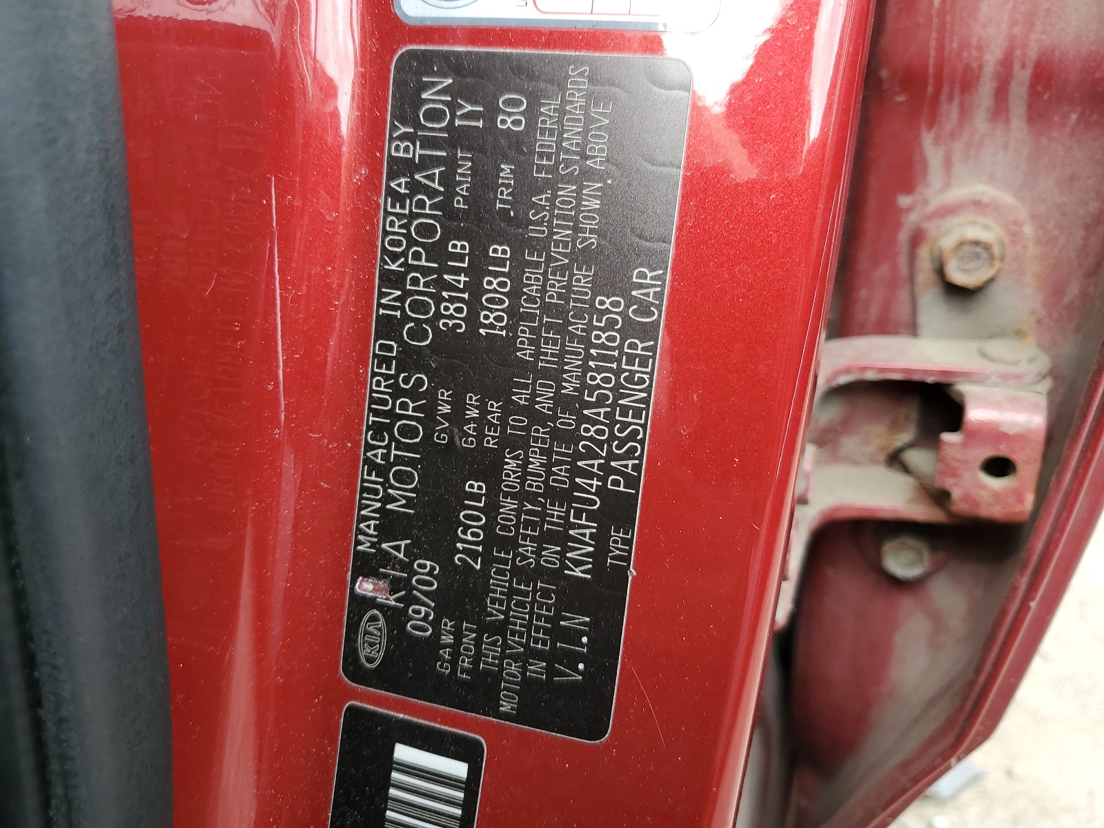 KNAFU4A28A5811858 2010 Kia Forte Ex