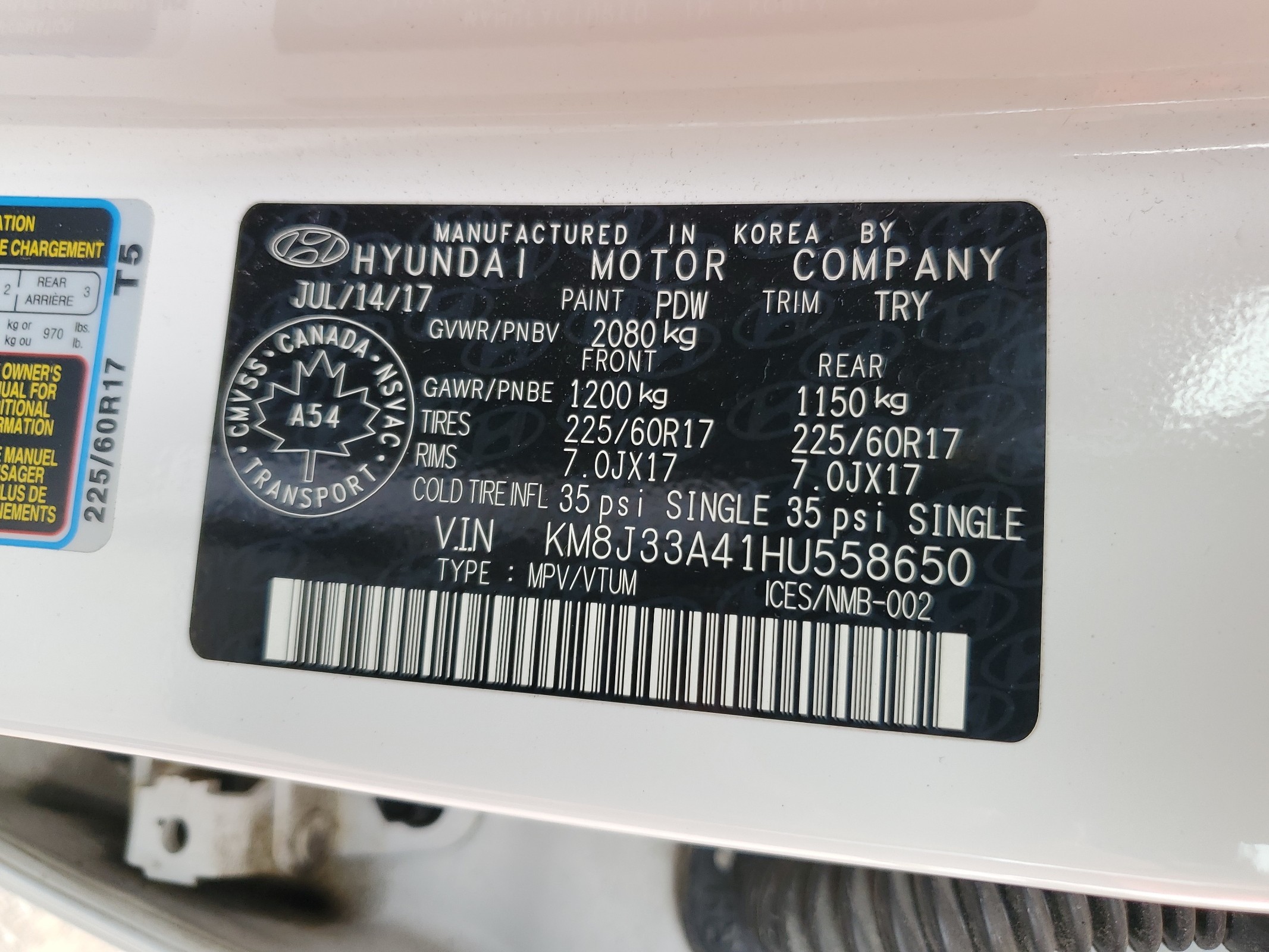 KM8J33A41HU558650 2017 Hyundai Tucson Limited