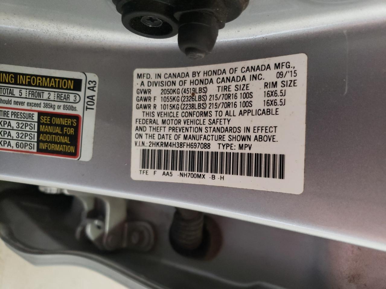 2HKRM4H38FH697088 2015 Honda Cr-V Lx