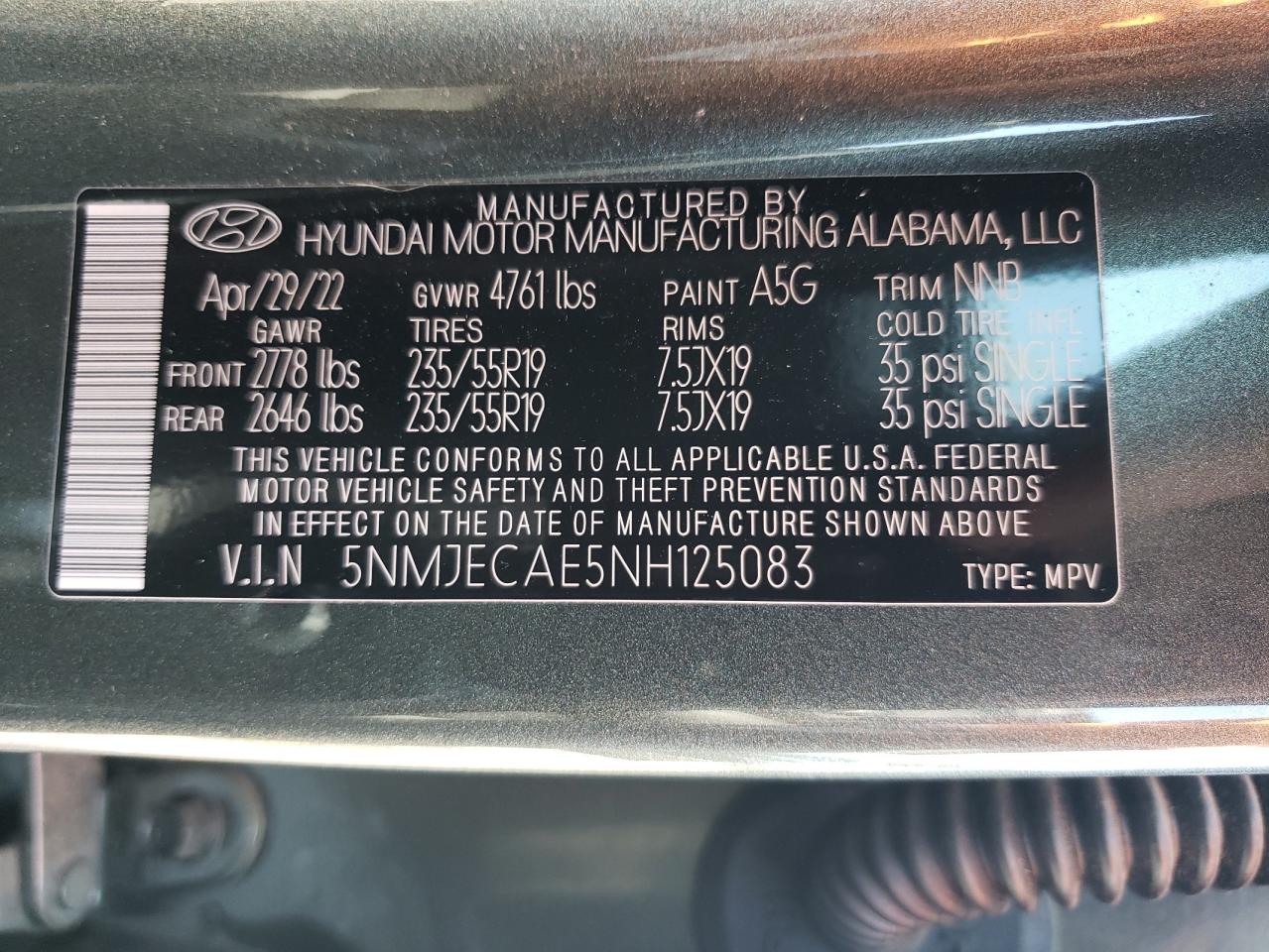 2022 Hyundai Tucson Limited VIN: 5NMJECAE5NH125083 Lot: 65279754