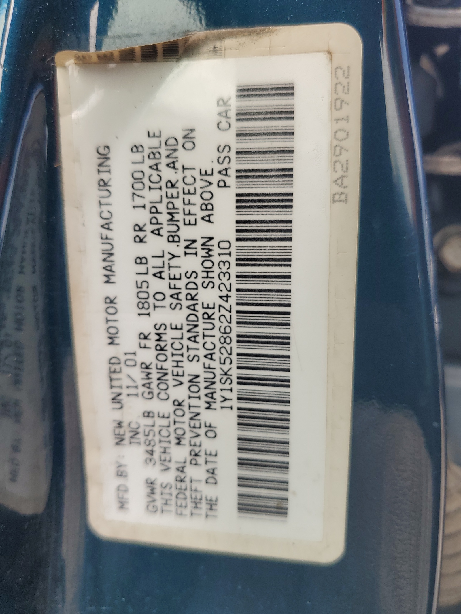 1Y1SK52862Z423310 2002 Chevrolet Geo Prizm Base