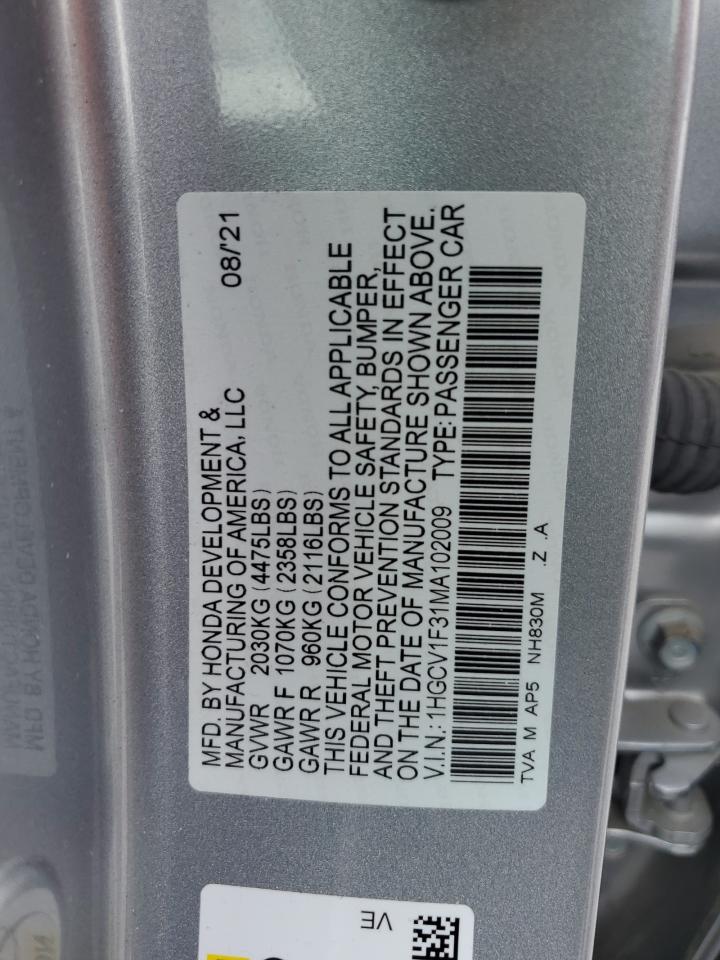 1HGCV1F31MA102009 Honda Accord SPO 13