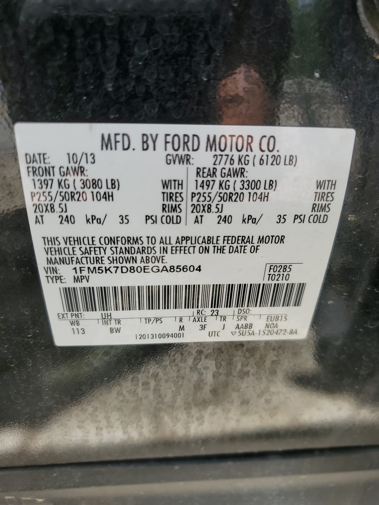 1FM5K7D80EGA85604 2014 Ford Explorer Xlt