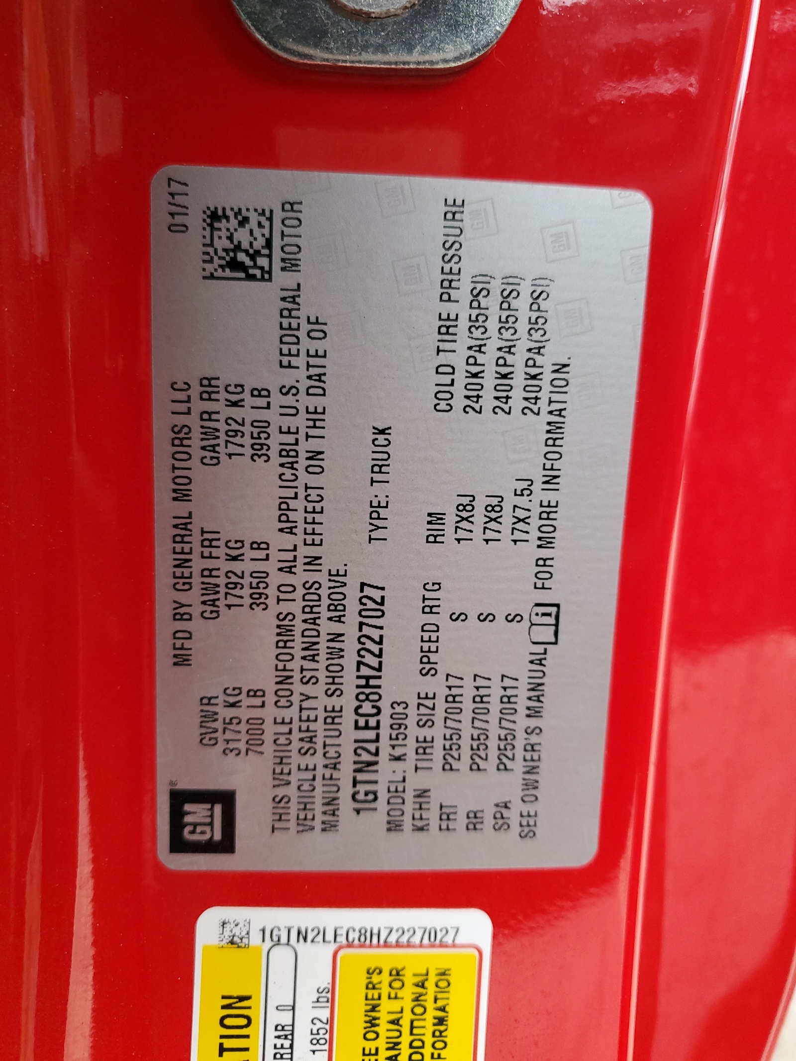 1GTN2LEC8HZ227027 2017 GMC Sierra K1500