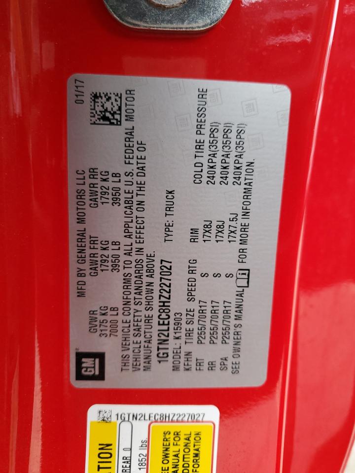 2017 GMC Sierra K1500 VIN: 1GTN2LEC8HZ227027 Lot: 65144764