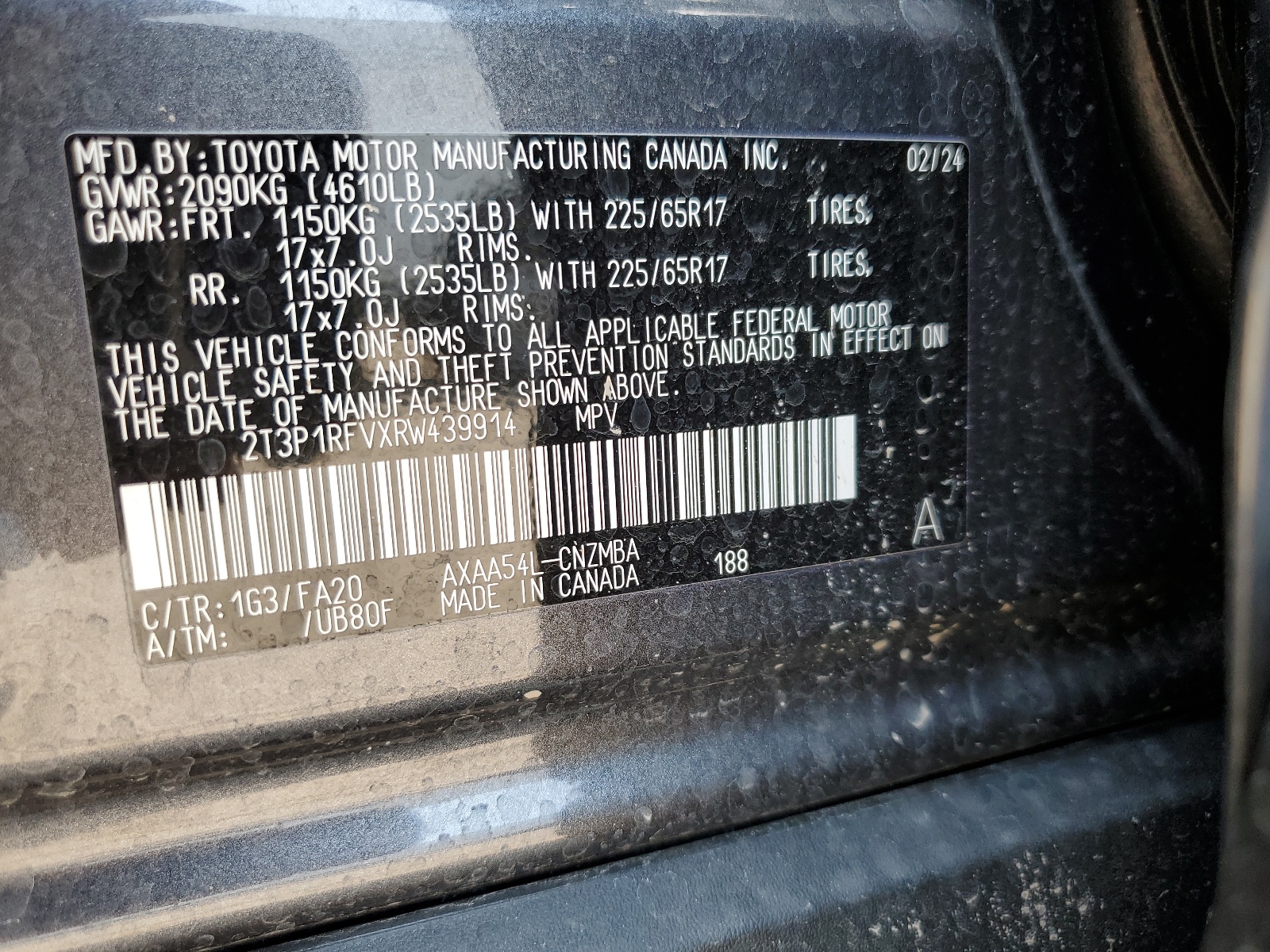 2T3P1RFVXRW439914 2024 Toyota Rav4 Xle