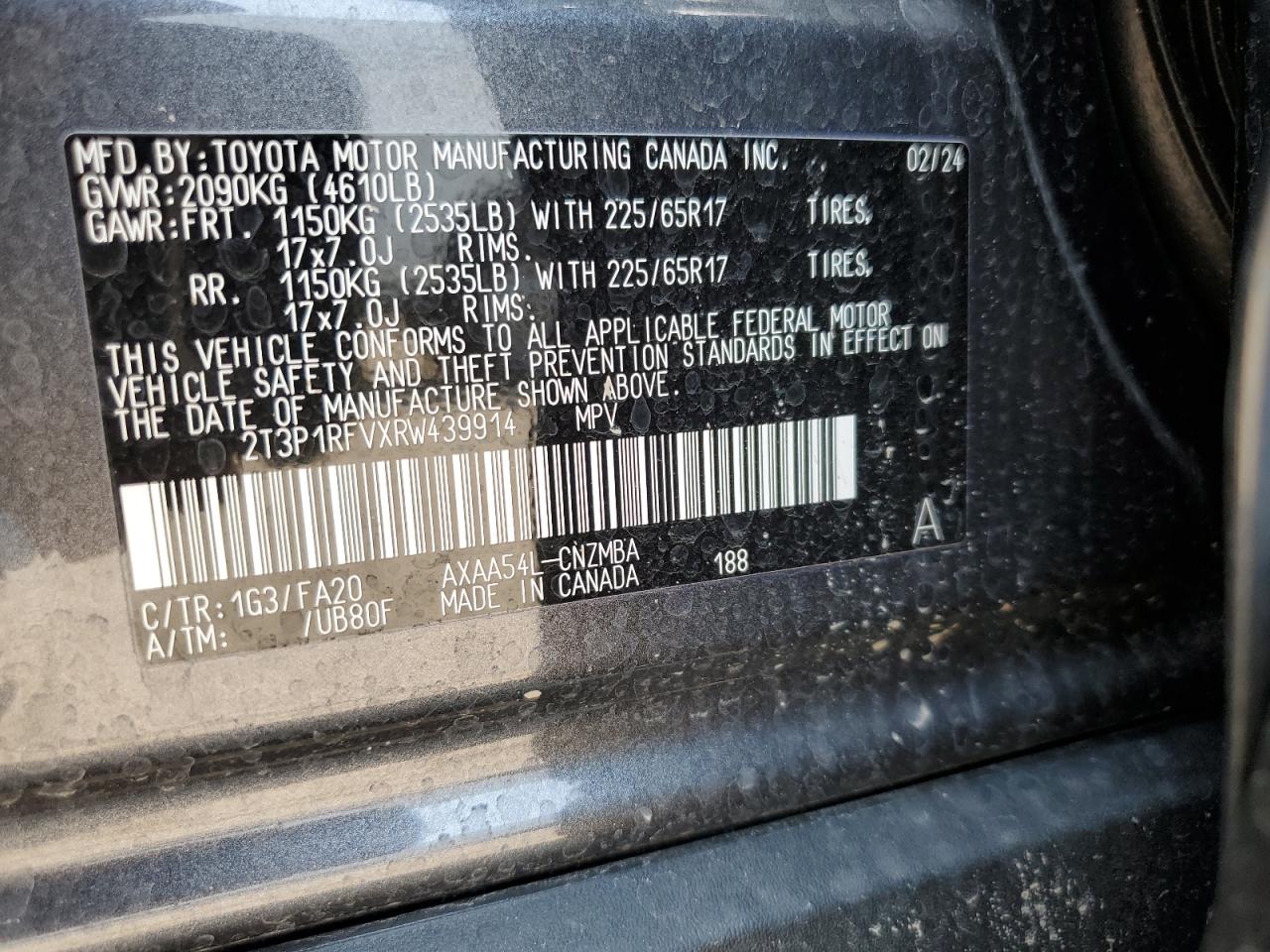 2024 Toyota Rav4 Xle VIN: 2T3P1RFVXRW439914 Lot: 64881234