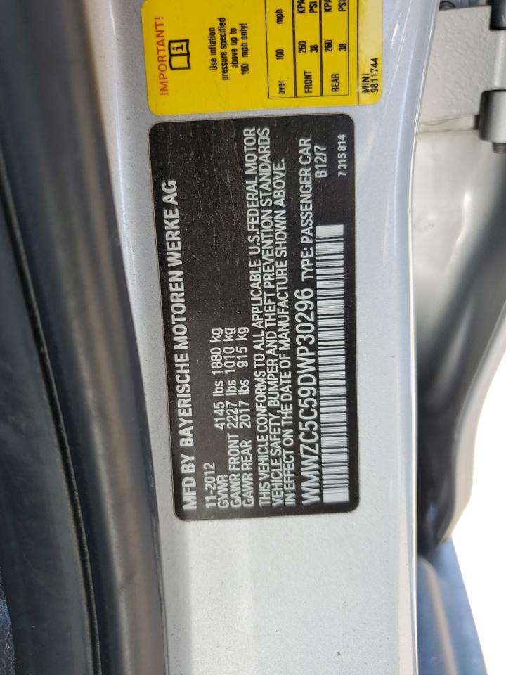 2013 Mini Cooper S Countryman VIN: WMWZC5C59DWP30296 Lot: 62544584