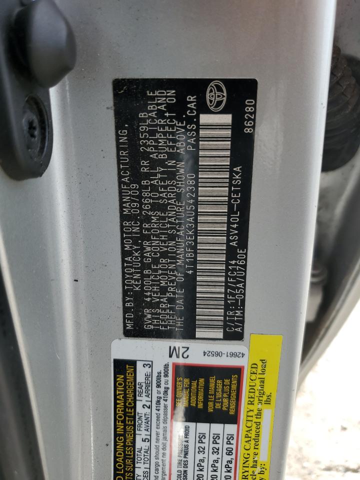 2010 Toyota Camry Base VIN: 4T1BF3EK3AU542380 Lot: 63287434