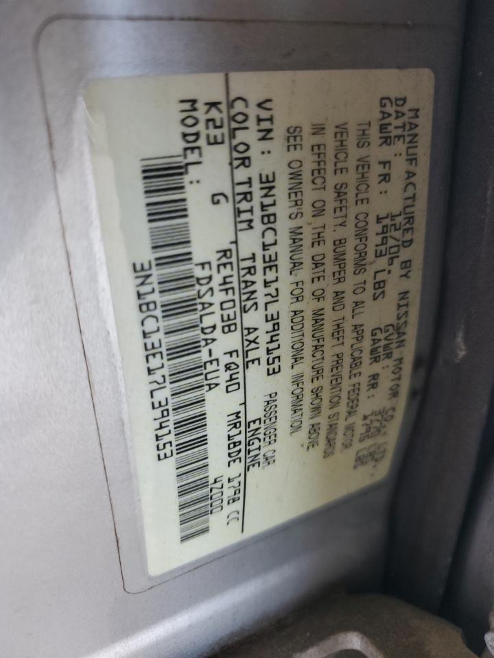 2007 Nissan Versa S VIN: 3N1BC13E17L394153 Lot: 62508764