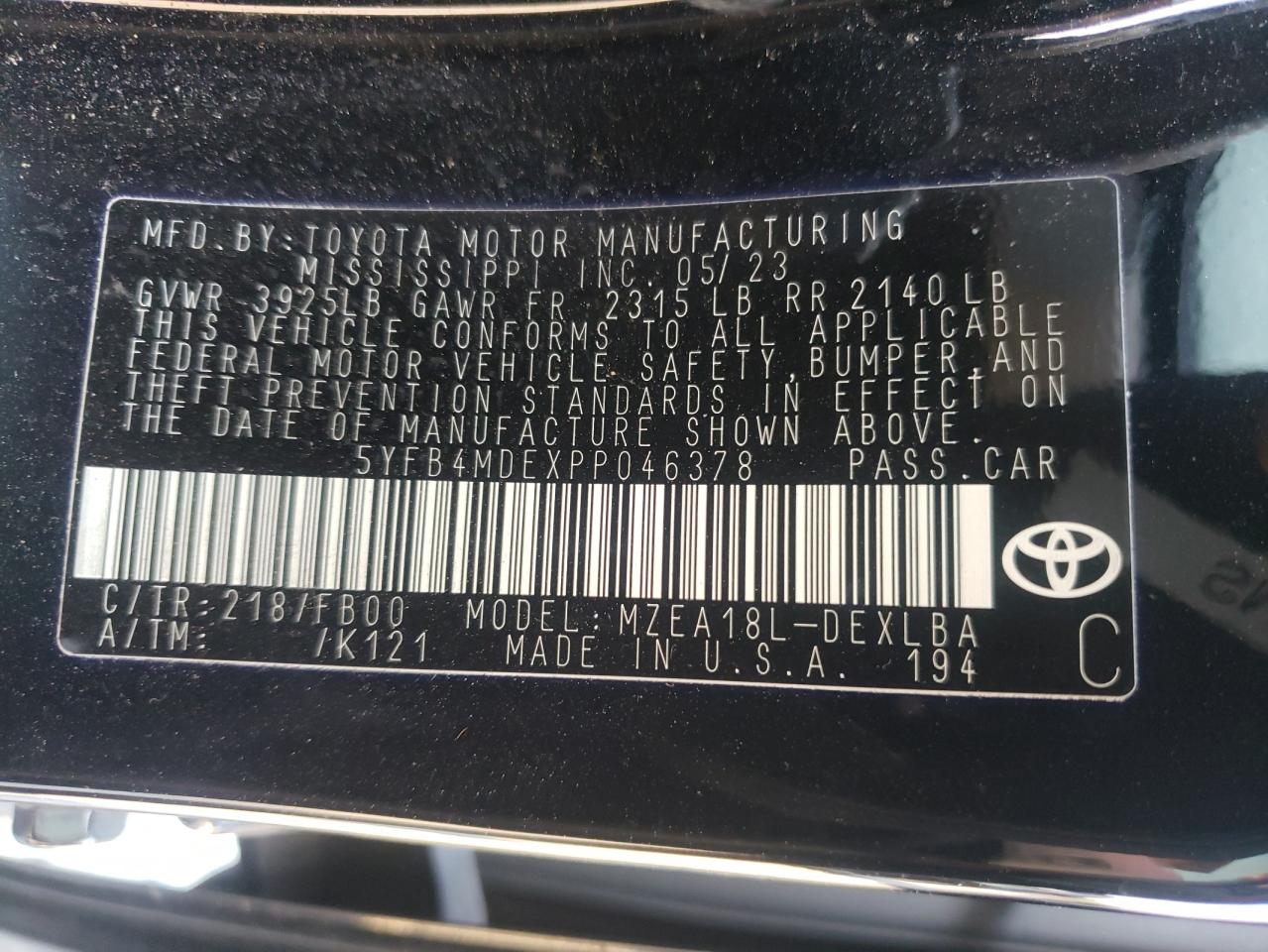 5YFB4MDEXPP046378 2023 TOYOTA COROLLA - Image 12