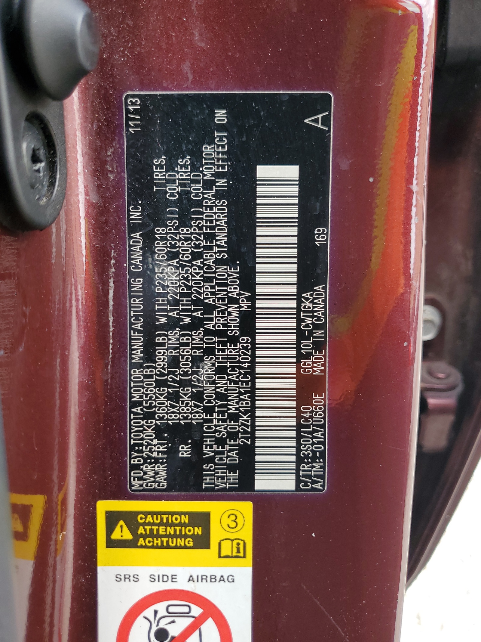 2T2ZK1BA1EC140239 2014 Lexus Rx 350