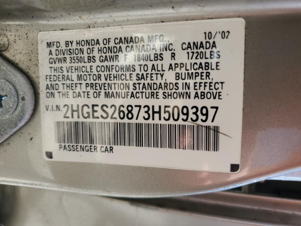 2HGES26873H509397 2003 Honda Civic Ex