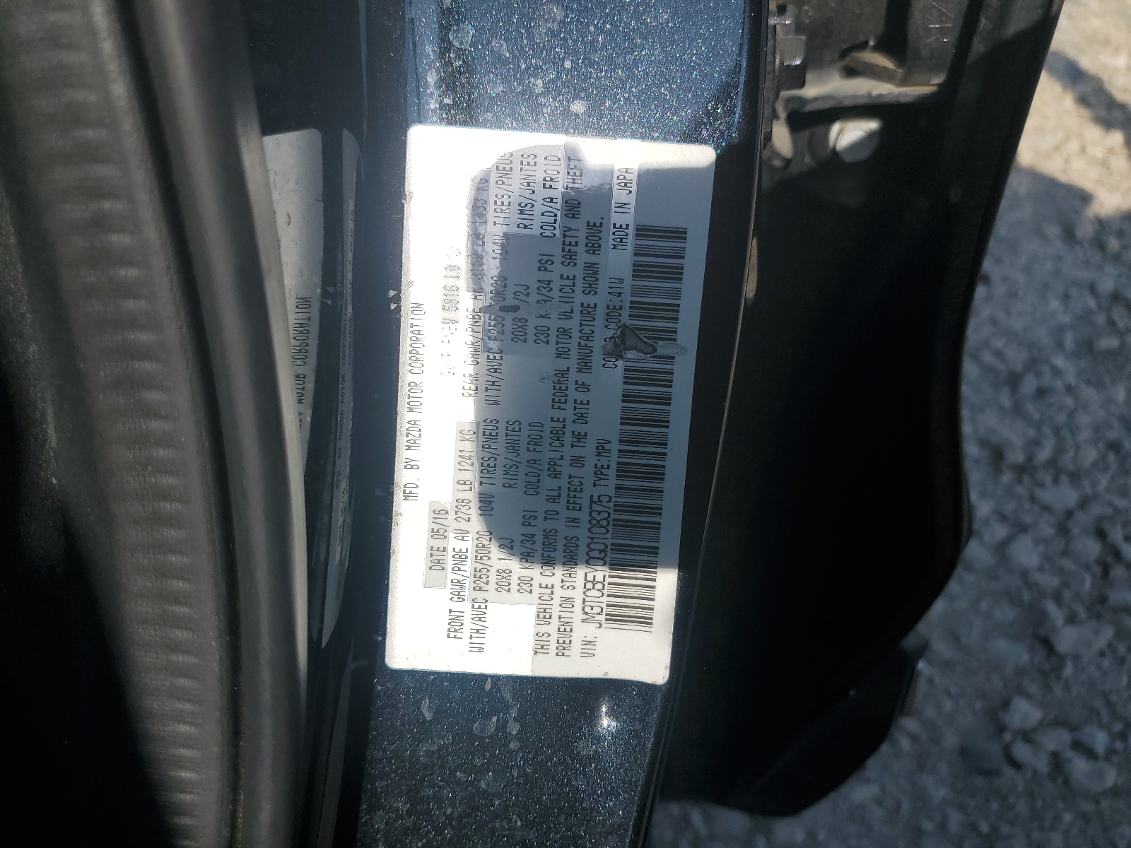 JM3TCBEY0G0108375 2016 Mazda Cx-9 Signature