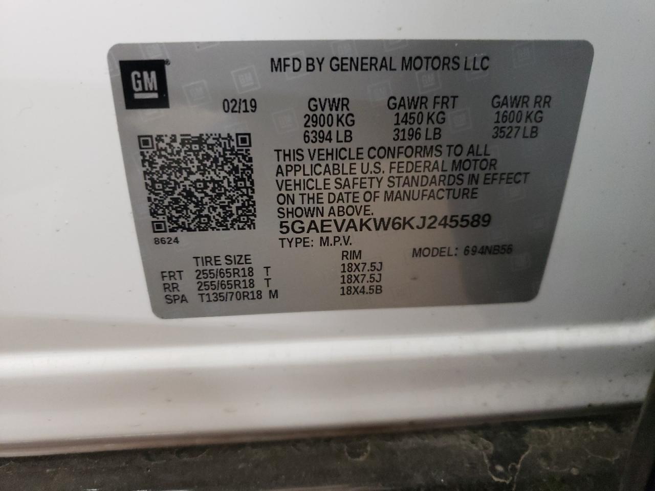 2019 Buick Enclave Essence VIN: 5GAEVAKW6KJ245589 Lot: 62103654